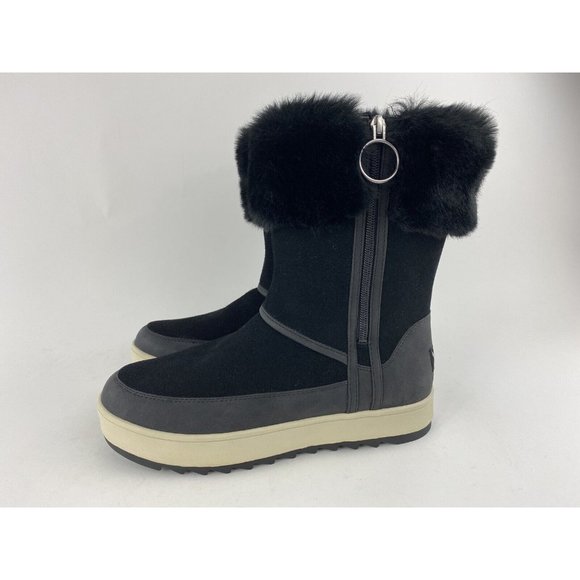 Koolaburra by UGG Tynlee Black Women's Boots Faux Fur Suede Zip NO SHOE BOX - Picture 7 of 9